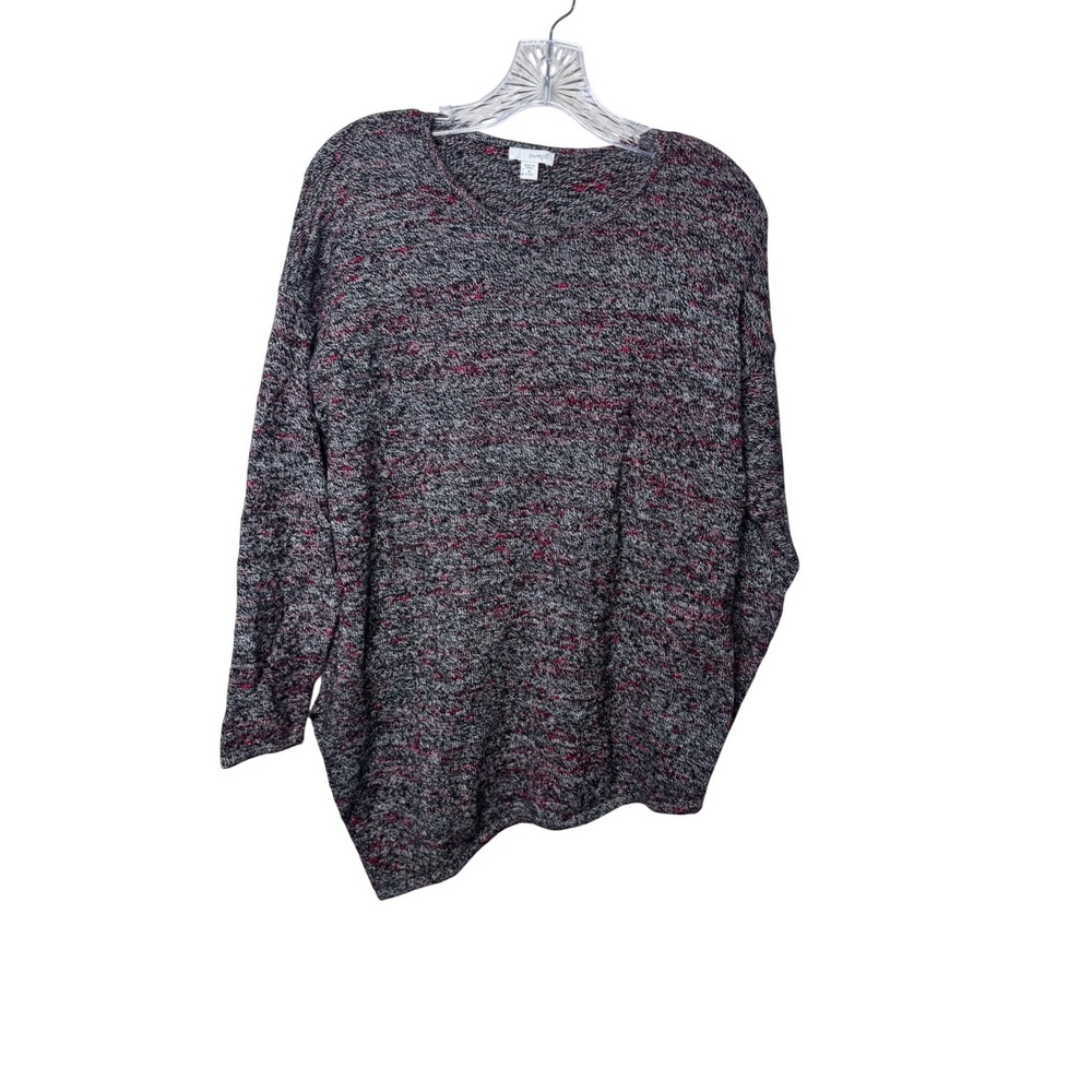 Pure‎ Jill Womens Petite M Grey Marled Wool Cashmere Asymmetrical Sweater
